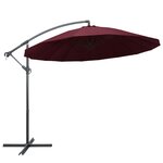 vidaXL Parasol suspendu avec poteau bordeaux 3 m