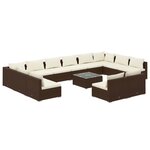 vidaXL Salon de jardin 13 Pièces avec coussins Marron Résine tressée