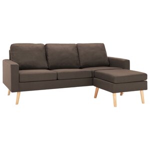 vidaXL Canapé à 3 places avec repose-pied Marron Tissu