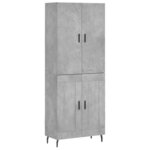 vidaXL Buffet haut Gris béton 69 5x34x180 cm Bois d'ingénierie