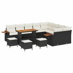 vidaXL Ensemble de canapé de jardin avec coussin 13 Pièces Noir et crème