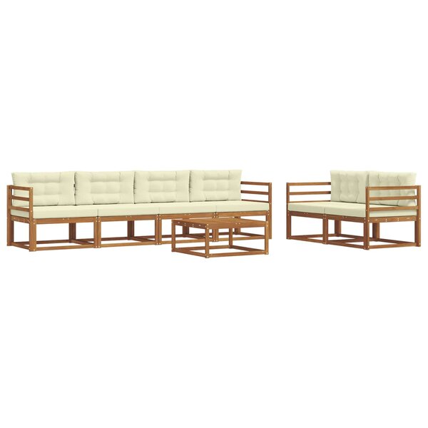 vidaXL Ensemble de canapés d'extérieur 7 Pièces Naturel et Crème