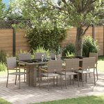 vidaXL Ensemble de salle à manger pour jardin 9 Pièces Gris Poly rotin