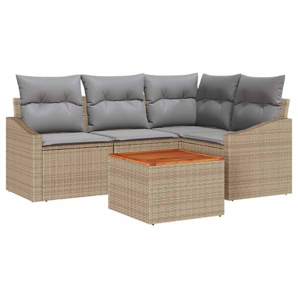 vidaXL Ensemble de canapé de jardin 5 Pièces beige et gris clair