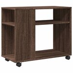 vidaXL Table d'appoint avec roues chêne marron bois d'ingénierie