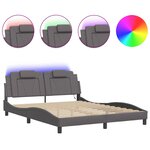 vidaXL Cadre de lit avec lumières LED gris 160x200 cm similicuir