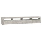 vidaXL Meuble TV avec lumières LED Gris béton 240x35x40 cm