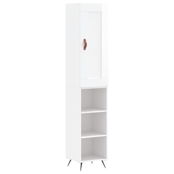 vidaXL Buffet haut Blanc brillant 34 5x34x180 cm Bois d'ingénierie