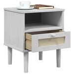 vidaXL Table de chevet SENJA aspect de rotin blanc bois de pin massif