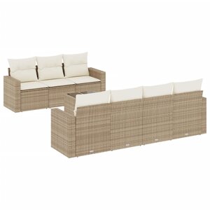 vidaXL Salon de jardin avec coussins 8 Pièces beige résine tressée