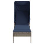 vidaXL Chaise longue avec auvent gris résine tressée
