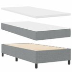 vidaXL Lit Box Spring avec Matelas & Banc Gris Clair 100x200 cm Tissu