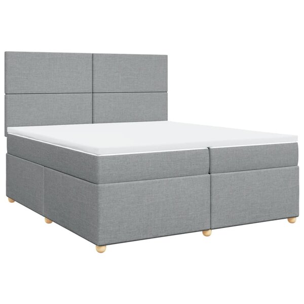 vidaXL Sommier à lattes de lit avec matelas Gris clair 200x200cm Tissu