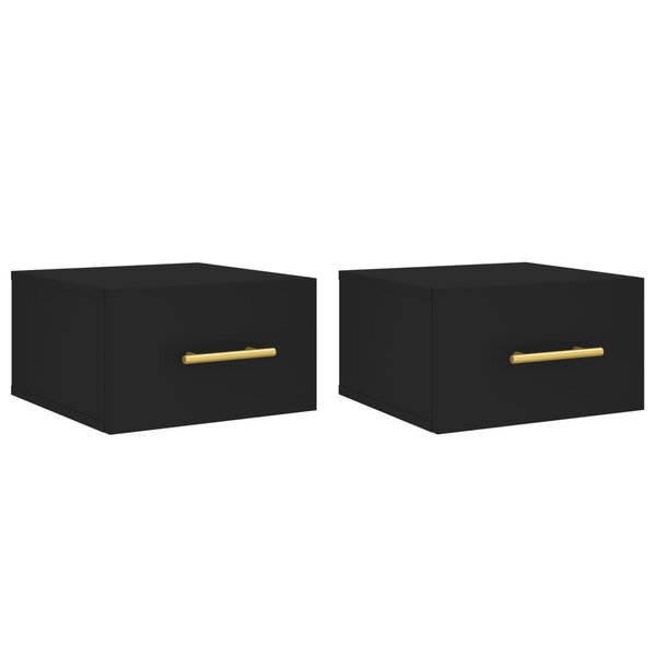 vidaXL Tables de chevet murales 2 Pièces noir 35x35x20 cm