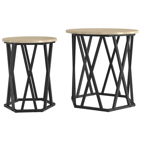 vidaXL Table basse 2 Pièces Chêne Sonoma Bois d'ingénierie et acier