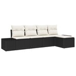 vidaXL Ensemble de Canapés de Jardin avec Coussins Noir Poly Rattan