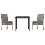 vidaXL Ensemble de salle à manger pour jardin 3 Pièces Gris Poly rotin