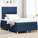 vidaXL Lit à ressorts avec matelas Bleu 120 x 200 cm tissu