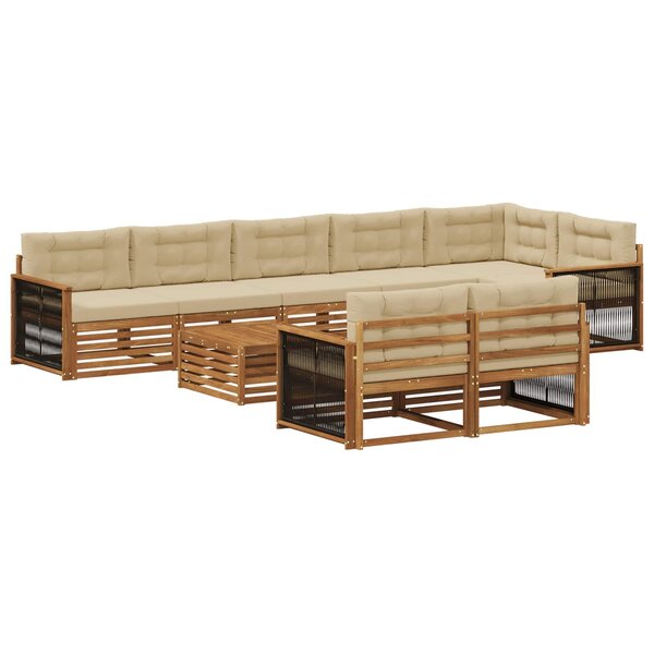 vidaXL Ensemble de canapés d'extérieur avec coussin 9 Pièces