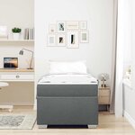 vidaXL Cadre de lit avec matelas Gris foncé 90 x 190 cm tissu
