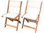 Chaise pliante en bois exotique "Seoul" - Maple - Beige - Lot de 2