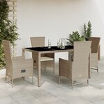vidaXL Ensemble à manger de jardin avec coussins 5Pièces Beige poly rotin