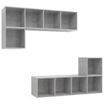 vidaXL Ensemble de meuble TV 4 Pièces Gris béton Bois d'ingénierie