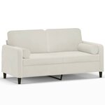 vidaXL Canapé 2 places avec oreillers décoratifs crème 140 cm velours