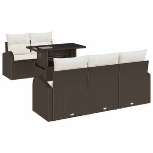 vidaXL Ensemble de canapé de jardin 6 pc Marron polyrotin