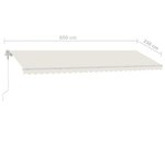 vidaXL Auvent automatique sur pied 600x350 cm Crème