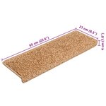 vidaXL Tapis d'escalier 5 pièces 65 x 21 x 4 cm Beige Bord rectangulaire