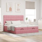 vidaXL Cadre de lit ottoman avec matelas rose 160x200 cm velours