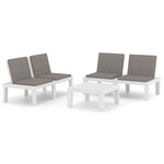 vidaXL Salon de jardin 3 Pièces avec coussins Plastique Blanc