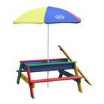 AXI Table de pique-nique à sable et eau et parasol Nick Arc-en-ciel