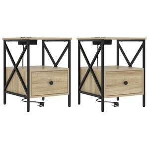 vidaXL Cabinet de chevet avec tiroir Chêne sonoma 41.5 x 40.5 x 55 cm