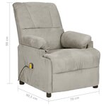Vidaxl fauteuil de massage inclinable gris clair similicuir daim