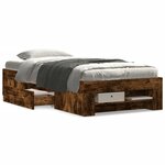vidaXL Cadre de lit sans matelas chêne fumé 75x190cm bois d'ingénierie