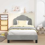 vidaXL Cadre de lit pour enfants avec tête de lit Gris clair Velours