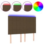 vidaXL Tête de lit à LED Marron foncé 144x5x118/128 cm Tissu