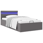 vidaXL Cadre de lit à rangement avec LED Gris Similicuir 90x200 cm