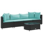 vidaXL Salon de jardin 5 Pièces avec coussins noir résine tressée