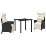 vidaXL Ensemble de salle à manger pour jardin 3 Pièces Noir Poly rotin