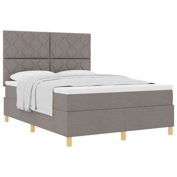 vidaXL Lit à ressorts avec matelas taupe 140x190 cm en tissu