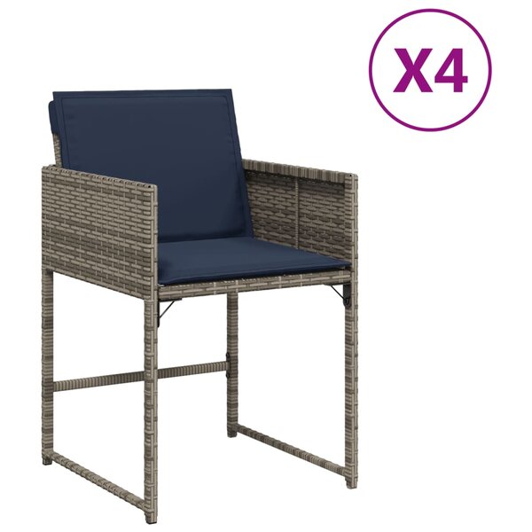 vidaXL Chaises de jardin avec coussins lot de 4 gris résine tressée