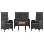 vidaXL Ensemble à manger de jardin 4 Pièces avec coussins noir