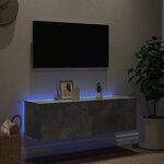 vidaXL Meuble TV mural avec lumières LED gris béton 100x35x31 cm