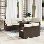 vidaXL Ensemble de canapé de jardin avec coussin 9 Pièces Marron et crème