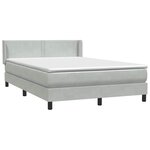 vidaXL Sommier à lattes de lit et matelas gris clair 160x220cm velours
