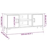 vidaXL Meuble TV Noir 110x35x48 cm Bois de pin massif