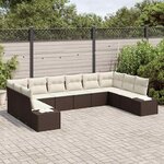 vidaXL Ensemble de canapé de jardin 10 Pièces Marron polyrotin